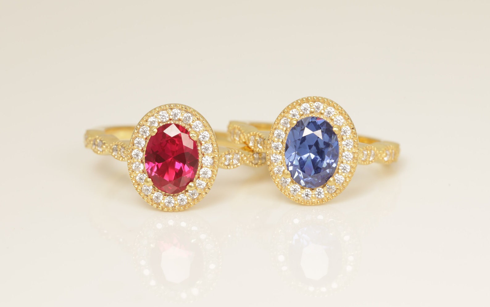 Diamond Halo Ruby Engagement Ring, Gemstone Wedding Ring, Birthstone Ring, Anniversary Ring Gift for Her, Promise Ring